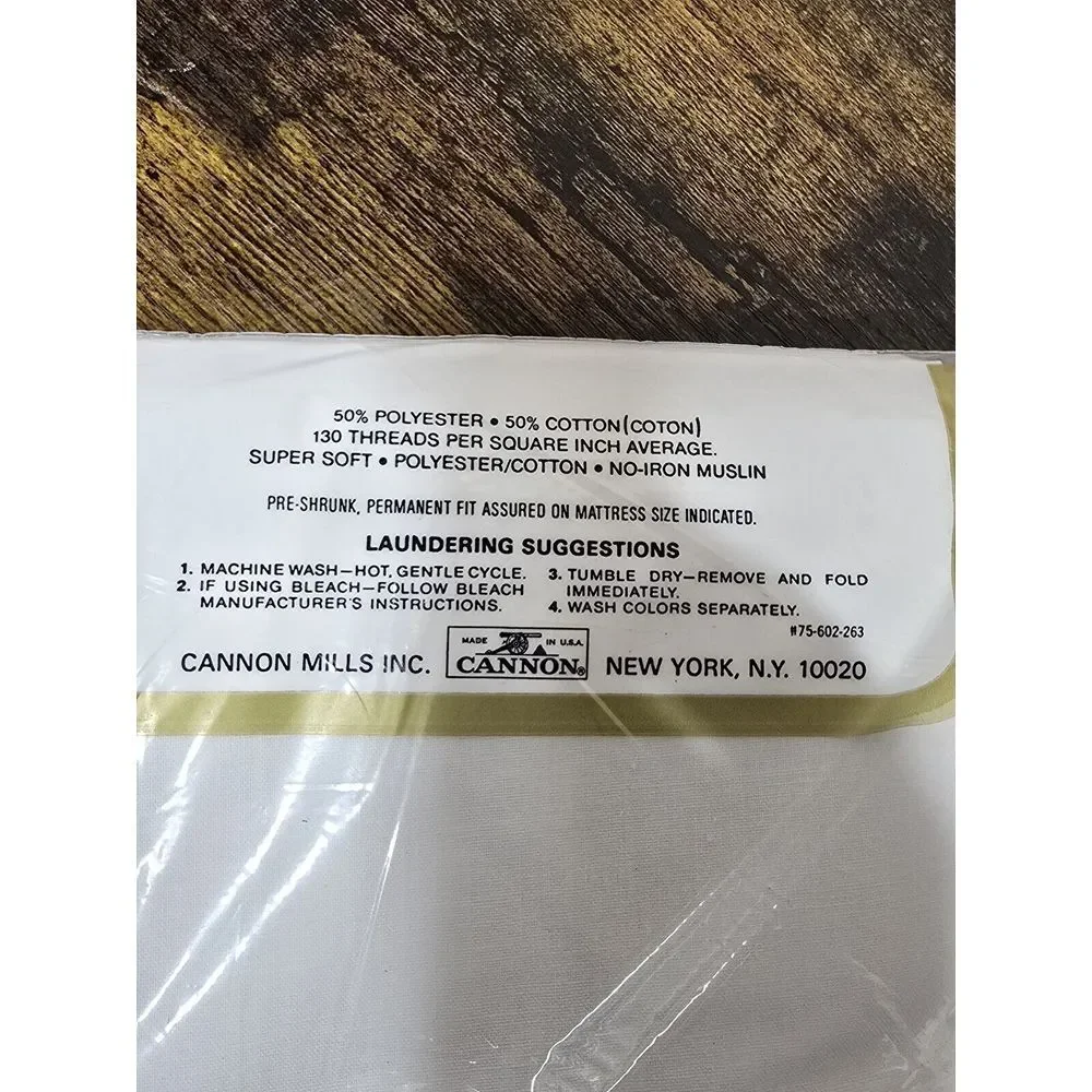 Vtg Cannon Monticello White‎ Twin Single Flat Top Bed Sheet NIP NEW NOS 66 x 96